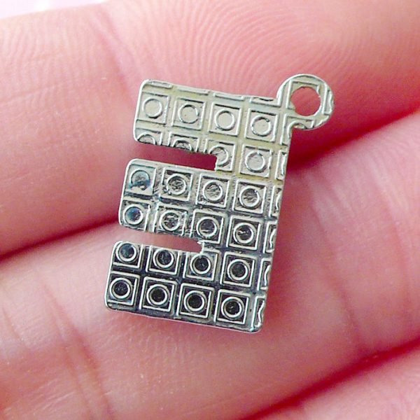 Alphabet E Charm with Clear Rhinestones (1 piece   12mm x 17mm   Silver) Initial Charm Letter E Charm Personalized Bracelet Bookmark CHM1622 on Sale - Image 2