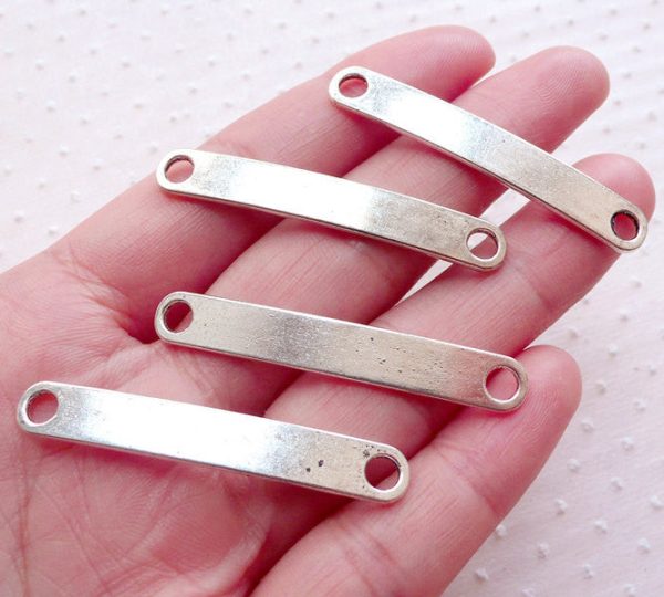 Long Stamping Tags Connector Charms   ID Tag Handstamping Blank   Engraving Tags (4pcs   7mm x 44mm   Tibetan Silver) Bracelet Link CHM2165 Hot on Sale